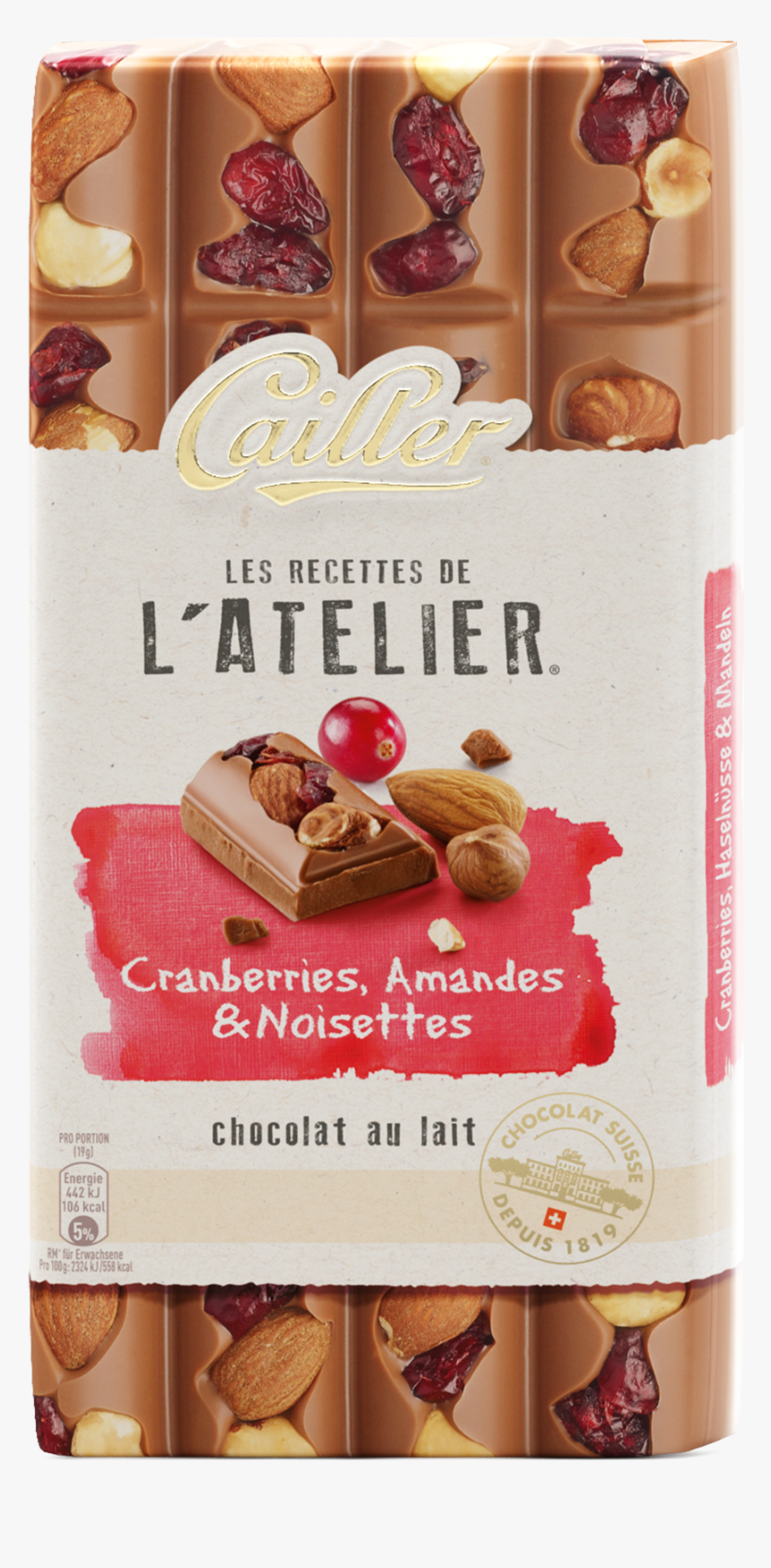 Les Recettes De L Atelier Milk With Cranberries, Almonds - Cailler L Atelier Cranberries, HD Png Download