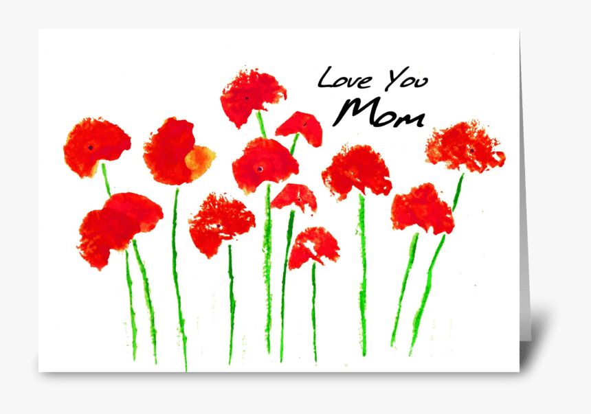 Red Poppies For Mom Greeting Card - Dianthus, HD Png Download