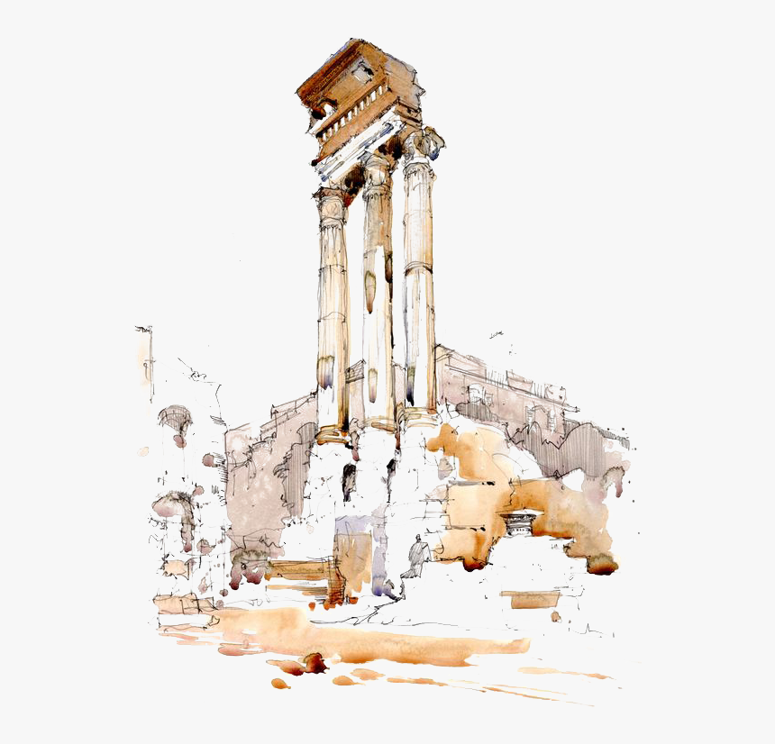 Watercolor Painting Architectural Drawing Urban Sketchers - Watercolour Paintings Of Rome, HD Png Download