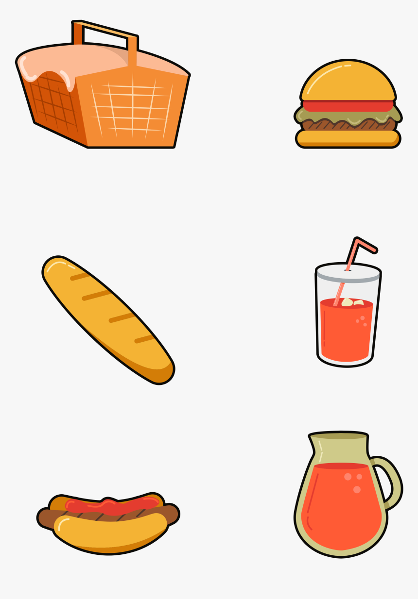 Hand Drawn Cartoon Fast Food Png And Psd , Png Download - ตกแต่ง วาด รูป อาหาร, Transparent Png