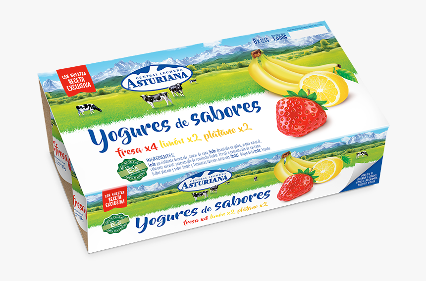 Pack Yogures Fresa Limon Platano - Yogur Central Lechera Asturiana, HD Png Download