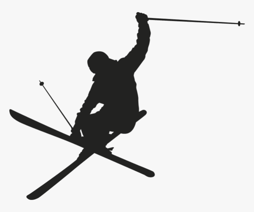 Skiing Clip Art Silhouette Wall Decal - Black And White Skier, HD Png Download