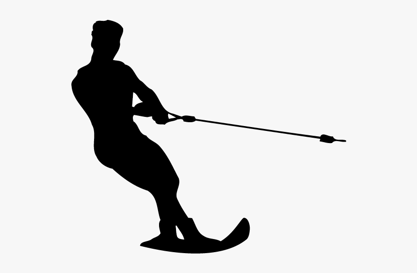 Water Skiing Clip Art - Water Skiing Slalom Silhouette, HD Png Download