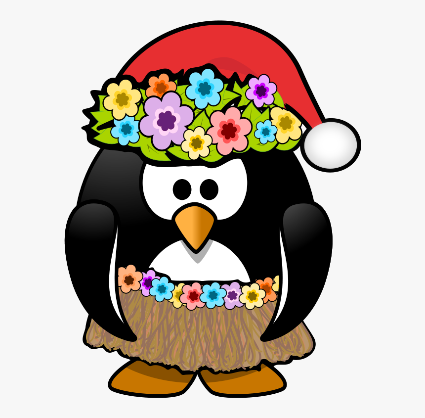 Christmas In July Penguin - Hawaiian Penguin Clipart, HD Png Download