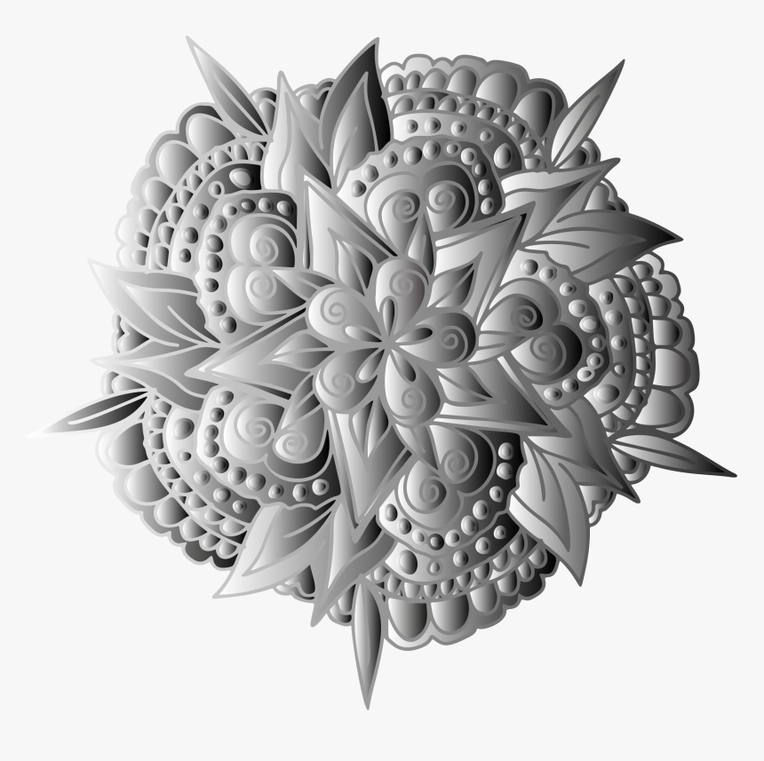 Hand Drawn Floral Line Art Grayscale Clip Arts - Lotus Drawing, HD Png Download