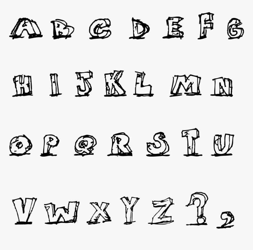 Hand Drawn Blocky Alphabet In Caps - Hand Drawn Letters Png, Transparent Png