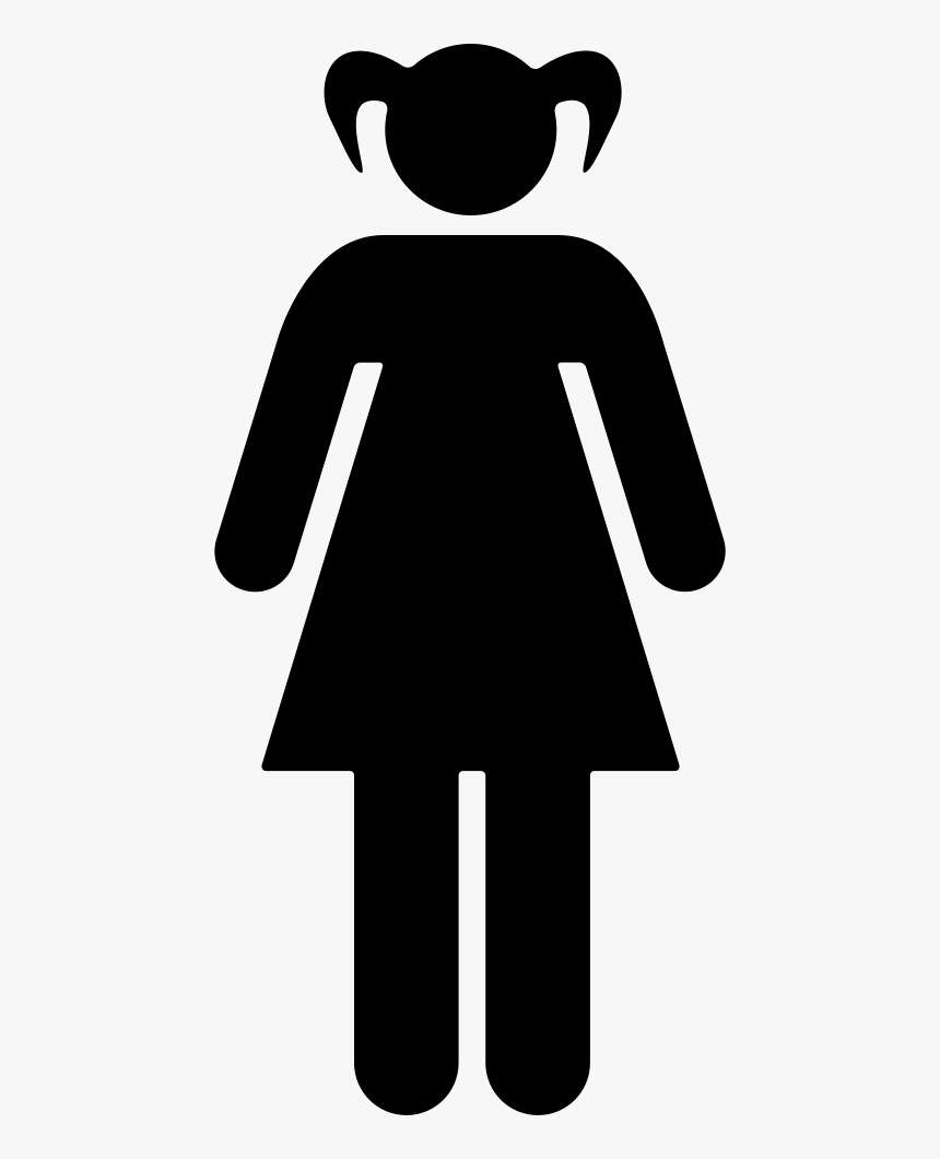 Young Woman With Two Ponytails Comments - Women Bathroom Sign Red, HD Png Download