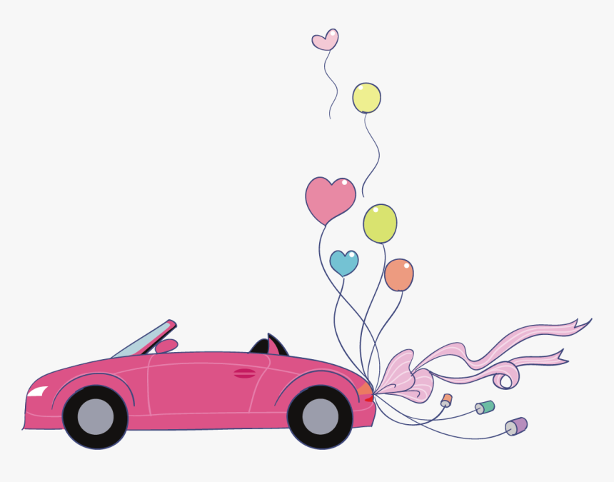Carton Drawing Car - Pink Car Drawing, HD Png Download