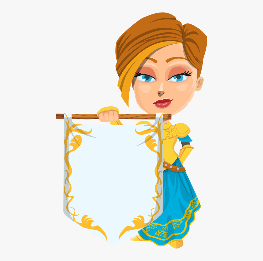 Female Knight Holding Up Sign, HD Png Download