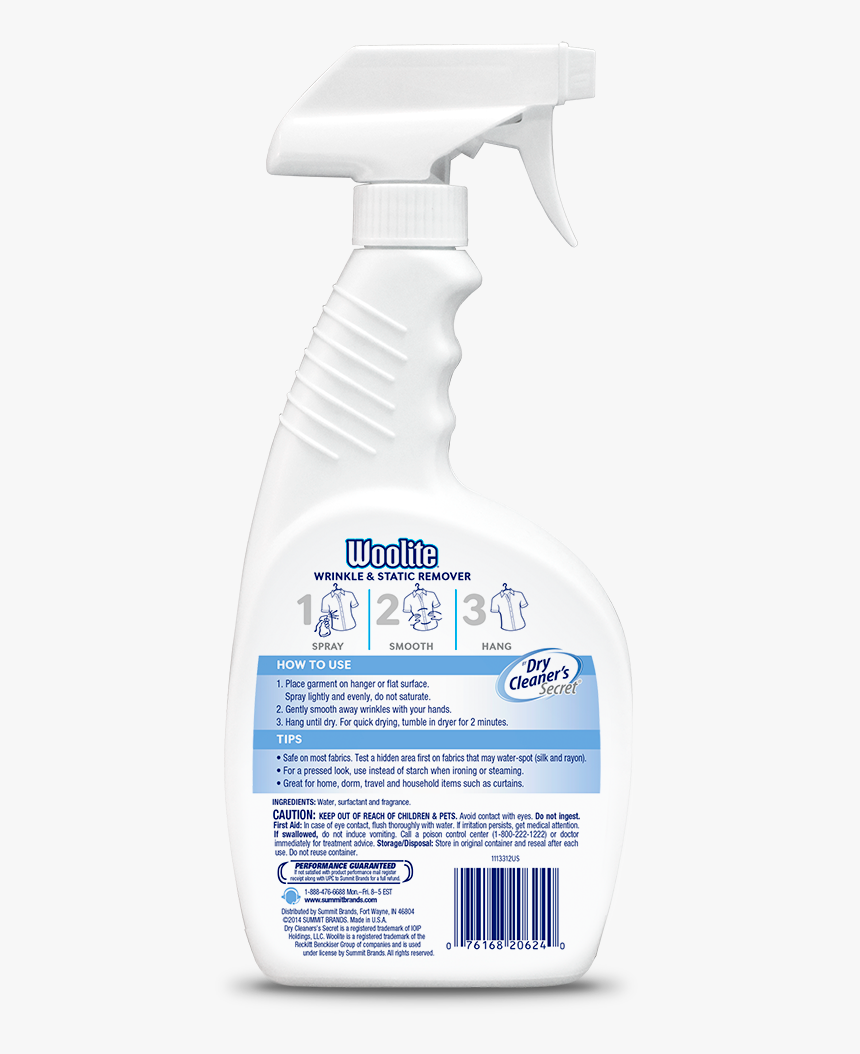 Woolite Wrinkle & Anti Static Spray Back Bottle, HD Png Download