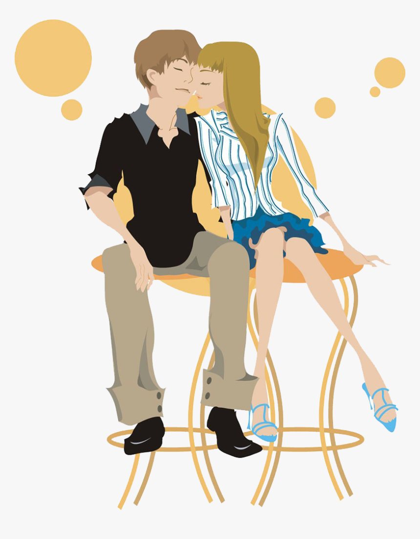 Kiss Clip Art - Clipart Men And Women Sitting, HD Png Download