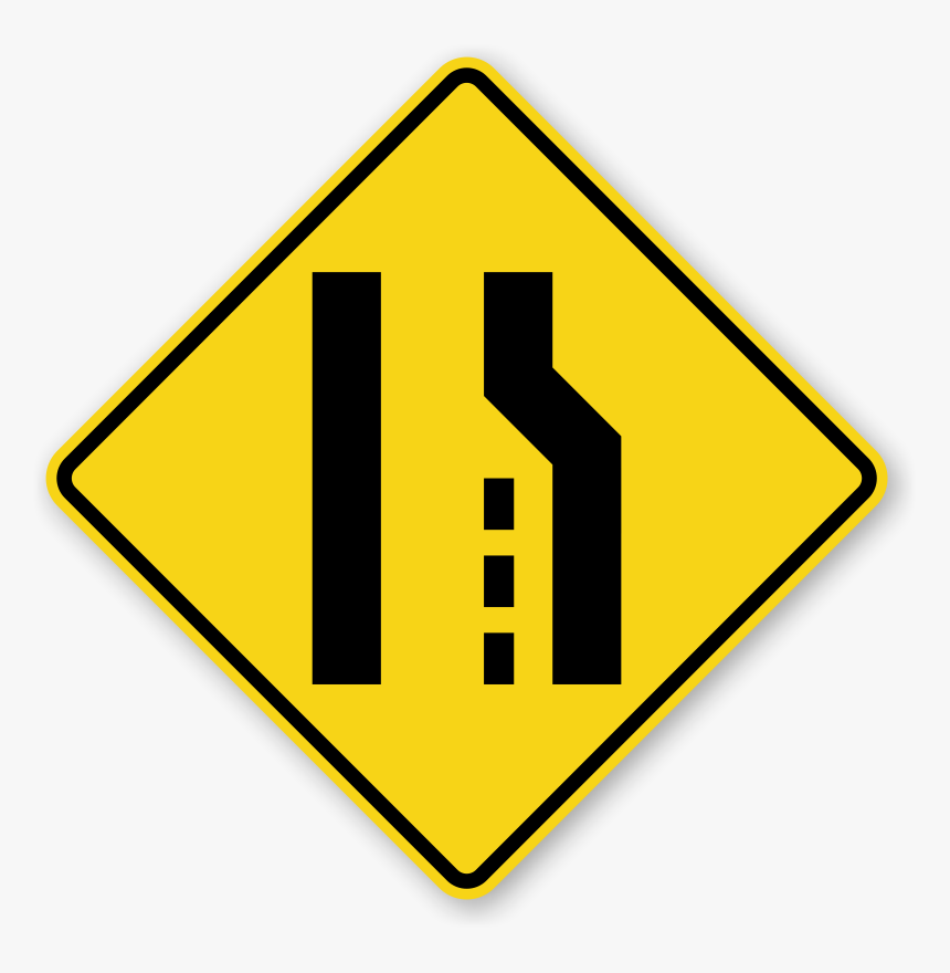 Sign Means Right Lane Ends, HD Png Download