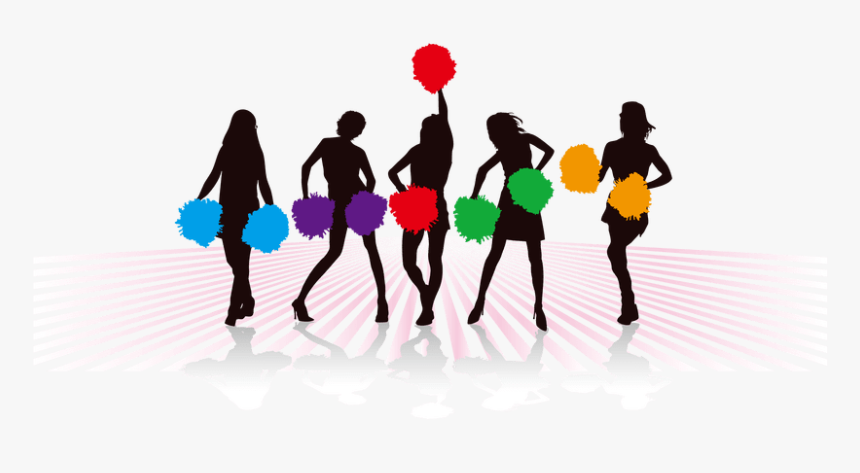 Megaphone And Pom Clipart Download Wallpaper Full - Transparent Cheerleader Silhouette Png, Png Download