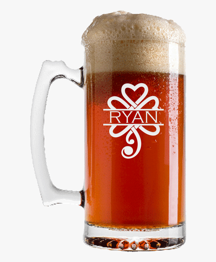 Personalized Celtic Shamrock Beer Glass With Handle - Guinness, HD Png Download