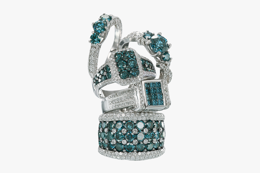 Blue Diamond Rings - Blue Diamond Jewelry, HD Png Download
