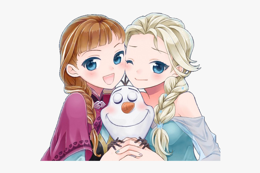 Anna Elsa And Olaf By Natsi90-d7vxsjf - Frozen Elsa Anna Anime, HD Png Download