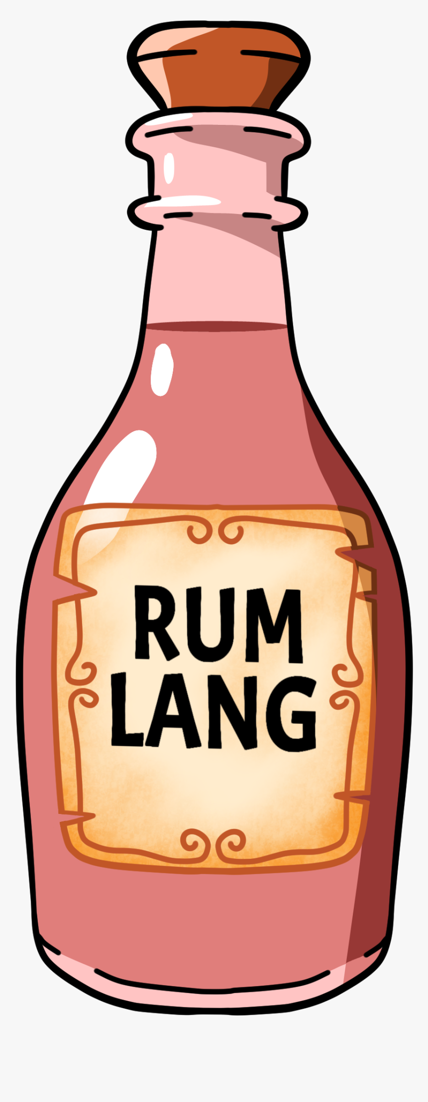 Rum Bottle Clipart - Glass Bottle, HD Png Download