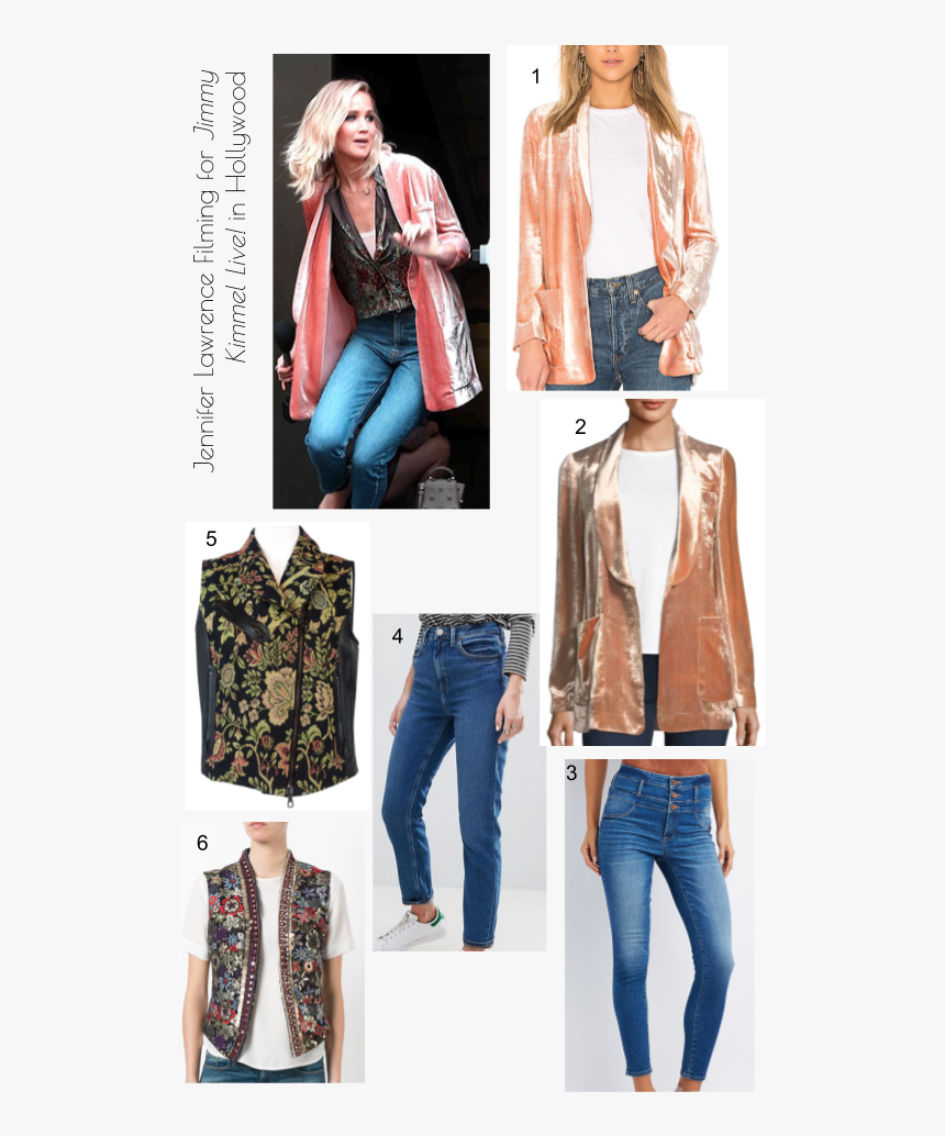 Jennifer Lawrence Fashion Style Filming For Jimmy Kimmel - Jennifer Lawrence Pink Jacket, HD Png Download