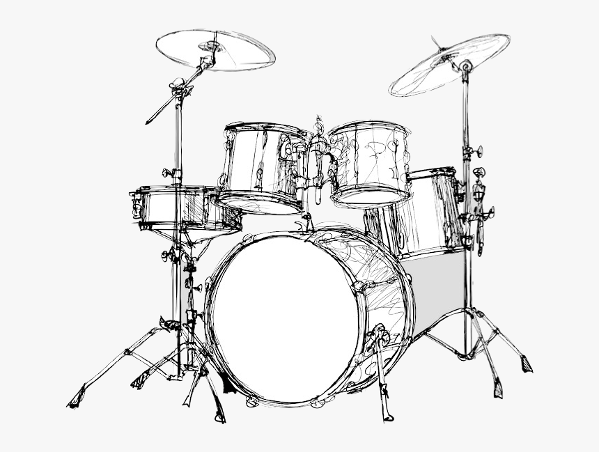 Transparent Drumset Png - Drawings Of Drum Sets, Png Download