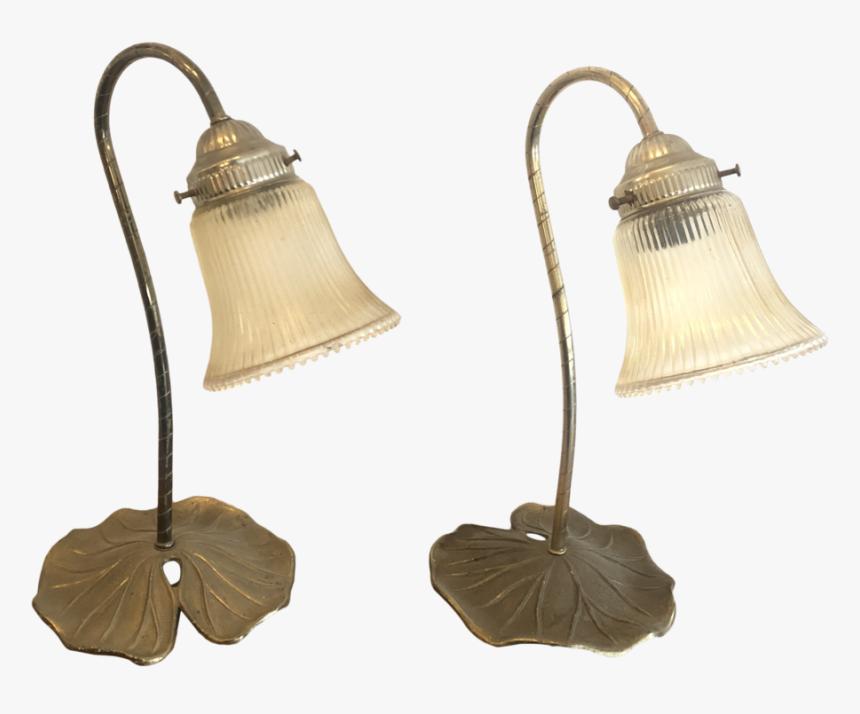 Brass Art Deco Style Lily Pad Table Lamps A Pair 3412 - Lamp, HD Png Download