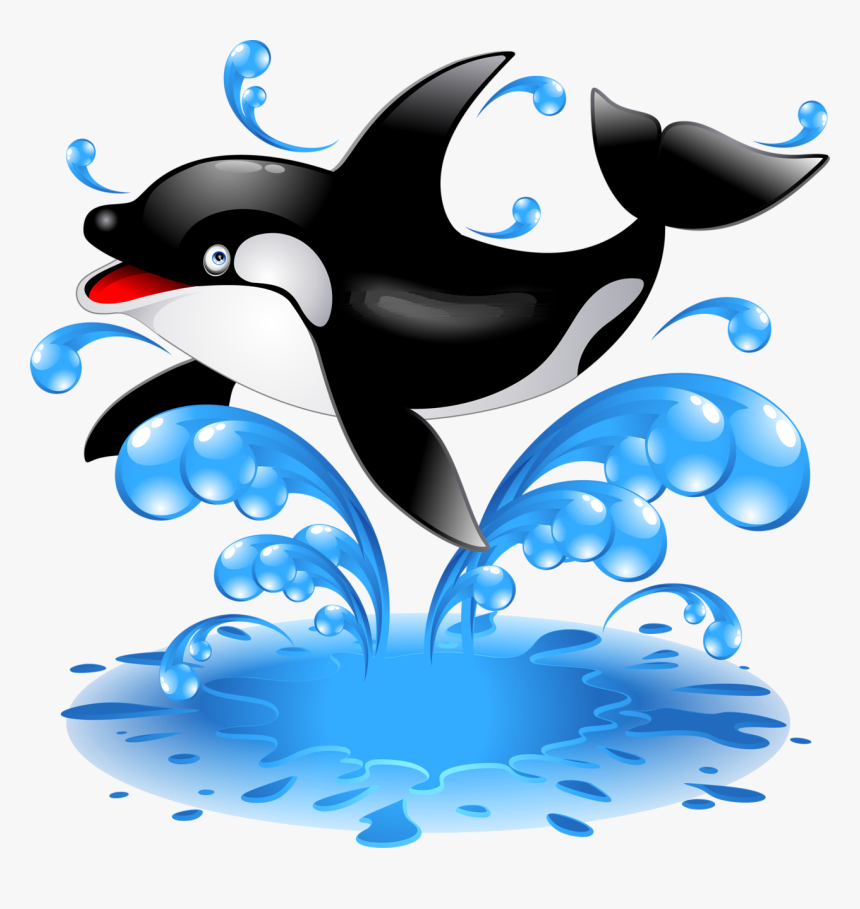 Killer Whale Png - Cartoon Dolphin Jumping Png, Transparent Png