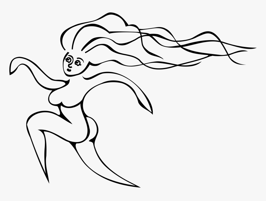 Running Girl - Line Art, HD Png Download