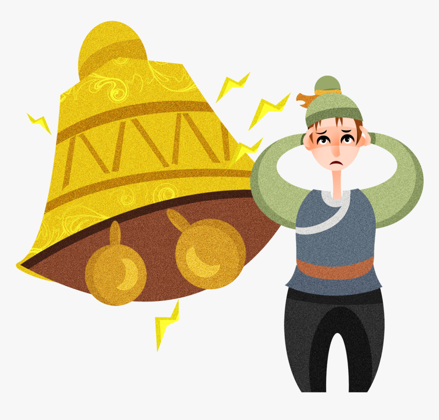 Cartoon Illustration Fable Story Covering Bell Png - 掩耳盗铃 手绘, Transparent Png