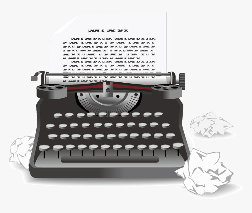 Typewriter With Paper Clip Art, HD Png Download