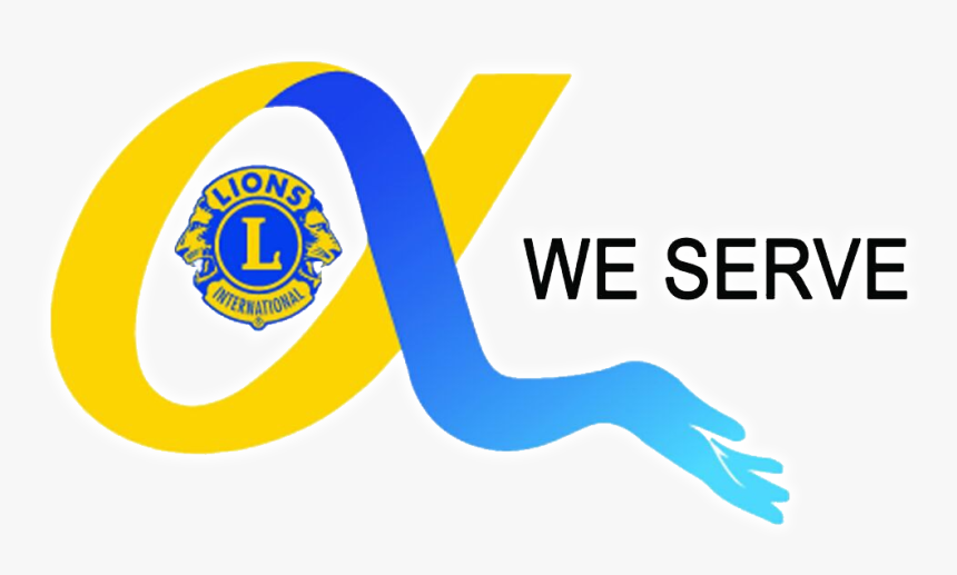 Lions Alpha Ribbon We Serve With A Blue Hand - Lions Club Logo We Serve, HD Png Download