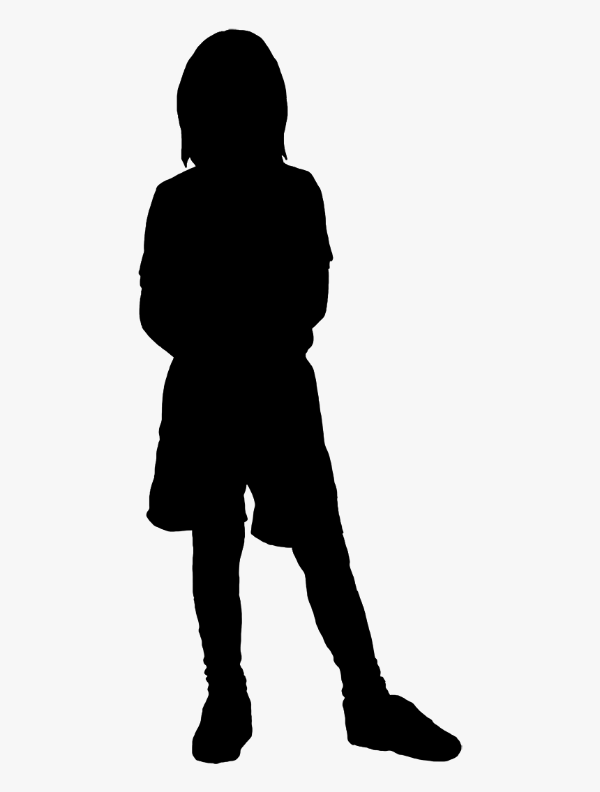Little Girl In Shorts Standing - Kid Silhouette Png, Transparent Png