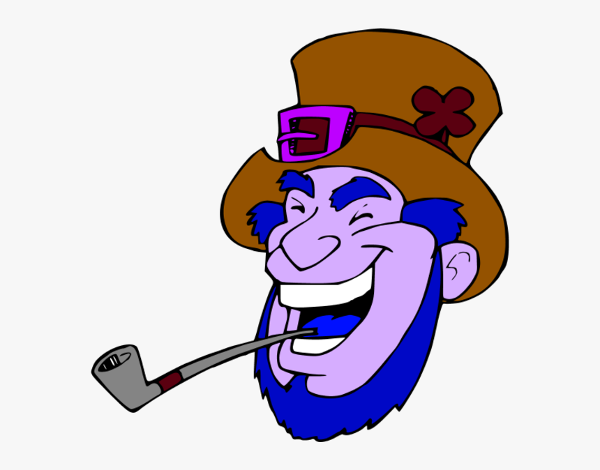 Laughing Man While Smoking Pipe Vector Clip Art - Laughing Leprechaun, HD Png Download