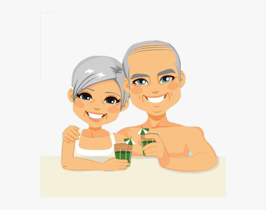 Old Age Illustration Royalty-free Middle Couple Aged - Cartoon Middle Aged Couple, HD Png Download