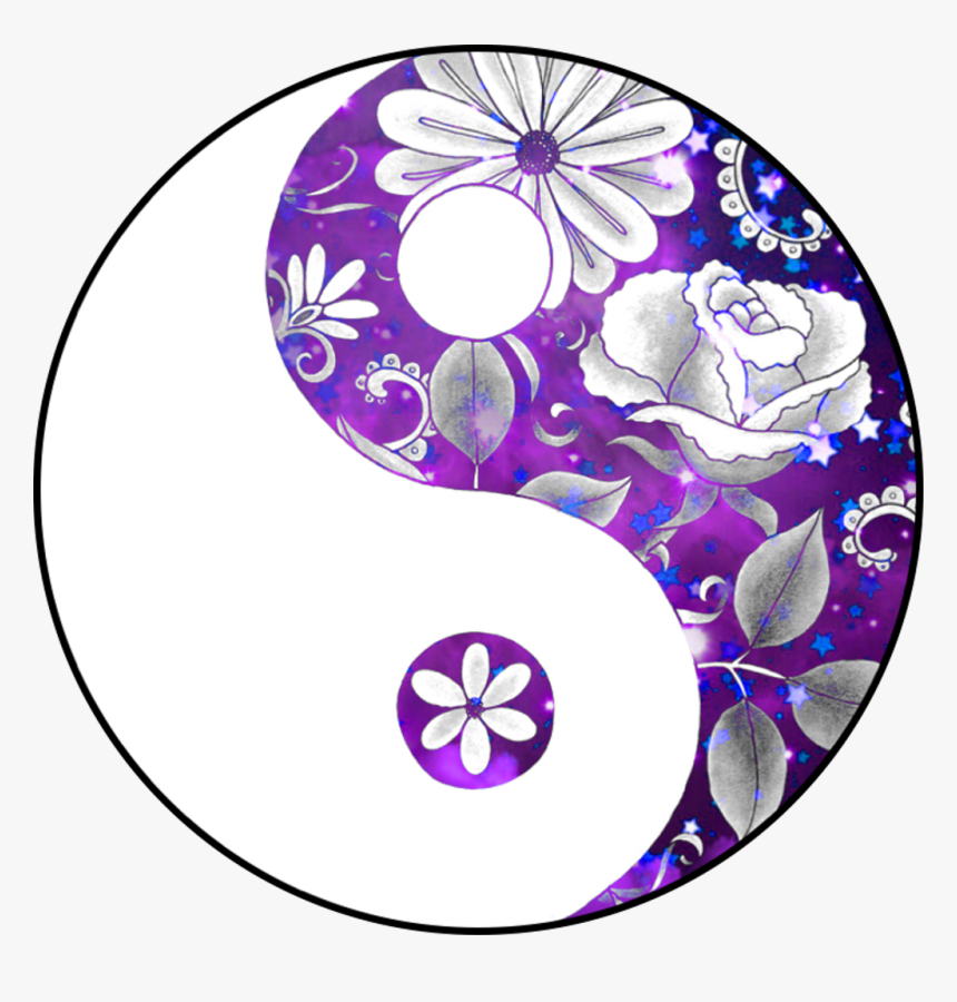 Yinyang Yinandyang Roses Purple Sparkles - Drawings Of Yin And Yang, HD Png Download