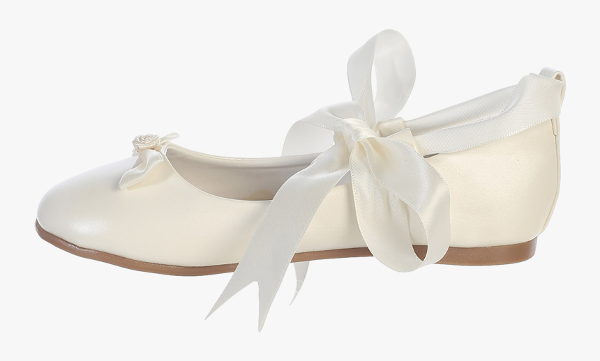 Ballet Flats Ivory Dress Shoes W Satin Ribbon Tie Girls - Ballet Flat, HD Png Download