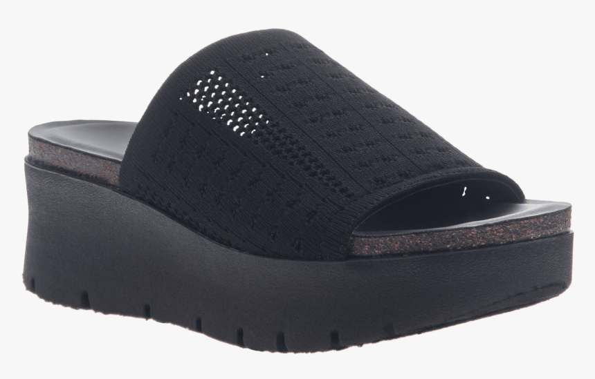 Gravity In Black Wedge Sandals - Slipper, HD Png Download