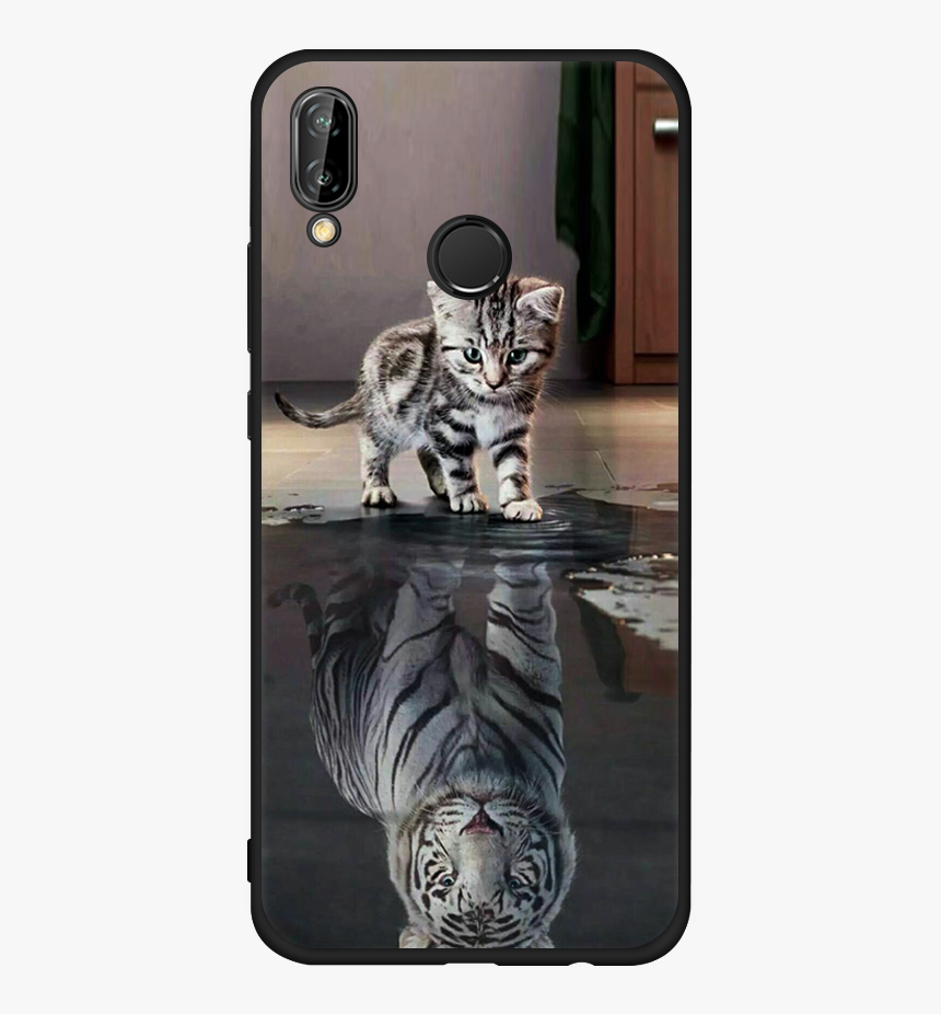 Cat Looking Into Puddle Lion, HD Png Download