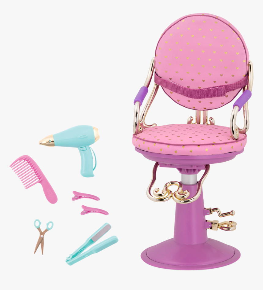 Sitting Pretty Salon Chair Gold Hearts Purple Base - Our Generation Chair, HD Png Download