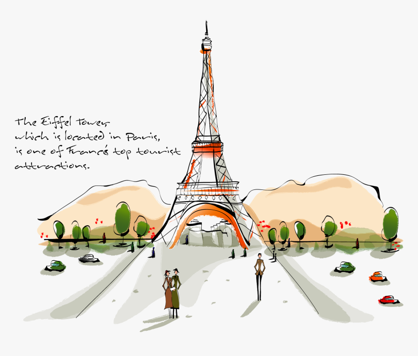 Transparent Eifel Tower Png - Vector Painting Landscape, Png Download