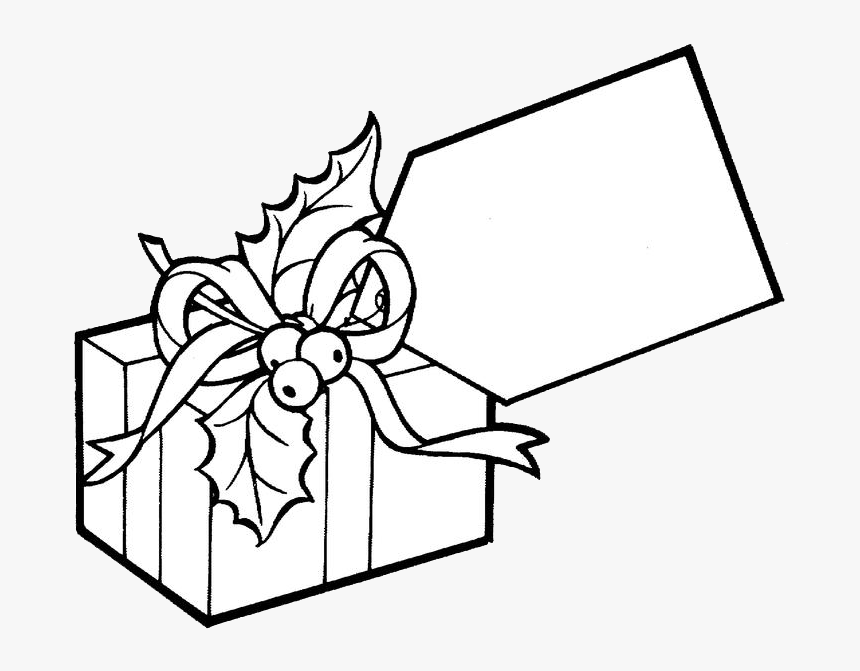 Present With Tag Coloring Page, HD Png Download