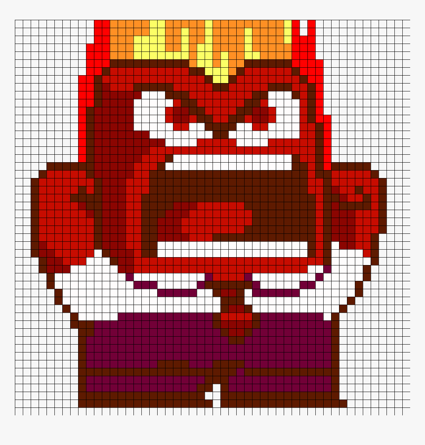 Anger From Inside Out Part 1 Perler Bead Pattern / - Anger Inside Out Pixel Art, HD Png Download