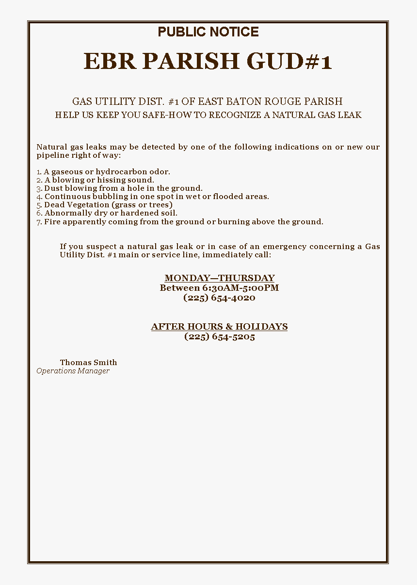 Public Noticeebr Parish Gud - Text Box About East Baton Rouge Parish, HD Png Download
