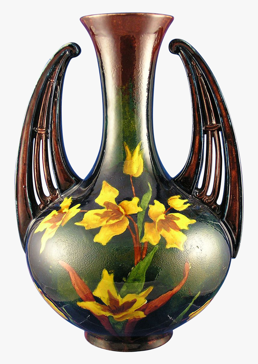 Old Moravian Austria Arts & Crafts Handled Daffodil - Vase, HD Png Download