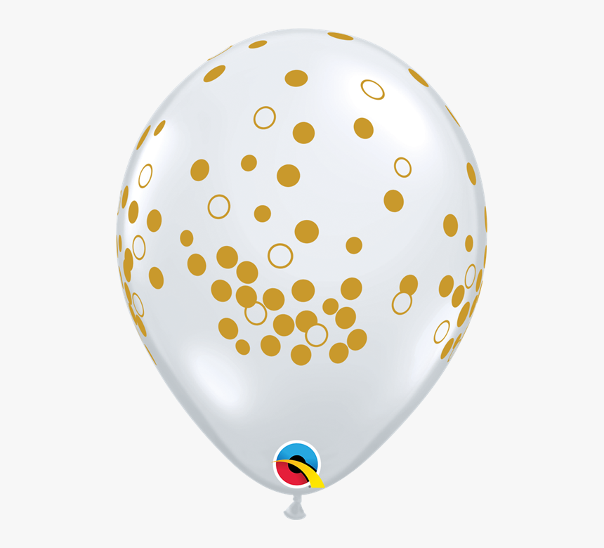 11 Inch Qualatex Diamond Clear With Gold Confetti Dots - Qualatex Clear Balloon With Gold Confetti, HD Png Download