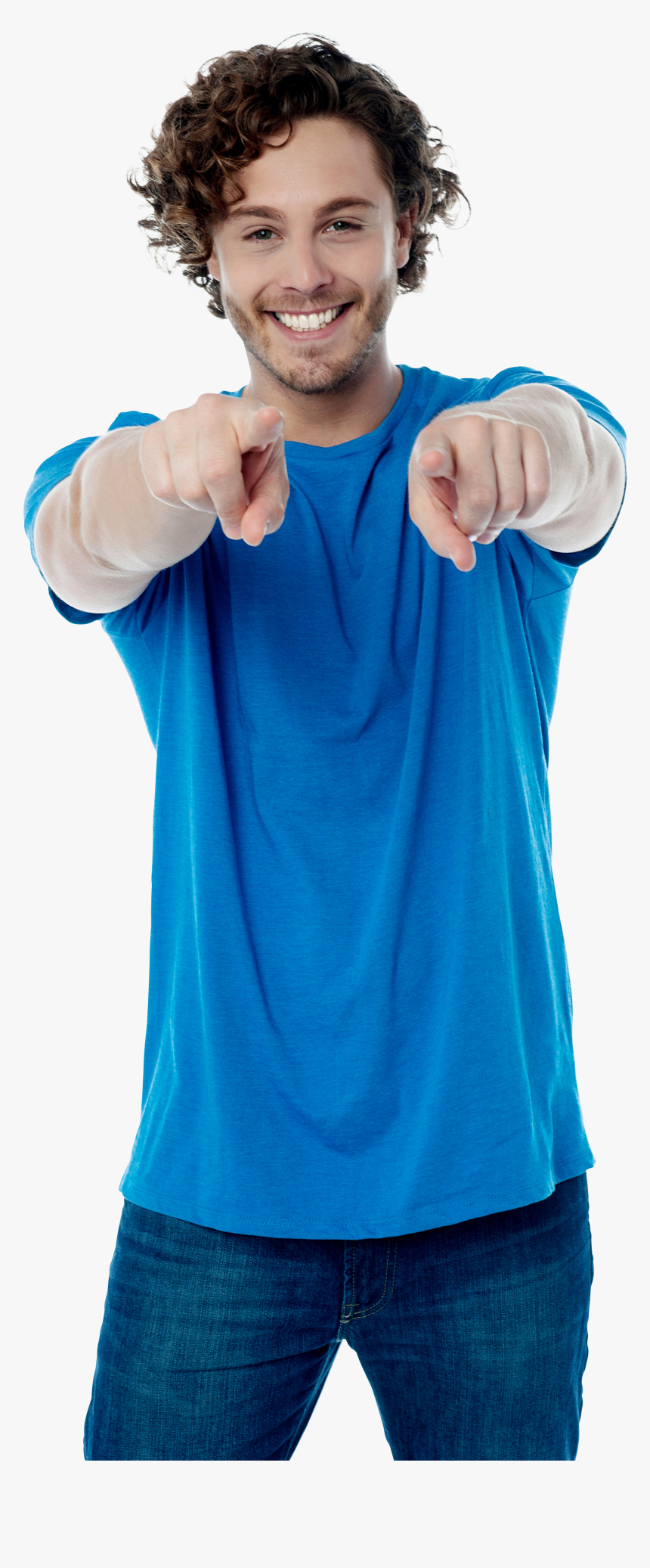 Men Pointing Front - Png Male Pointing, Transparent Png