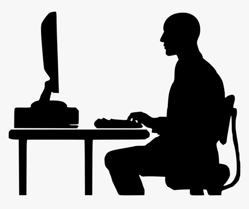 Programmer, Typing, Silhouette, Ceo, Computer, People - Silhouette Computer, HD Png Download
