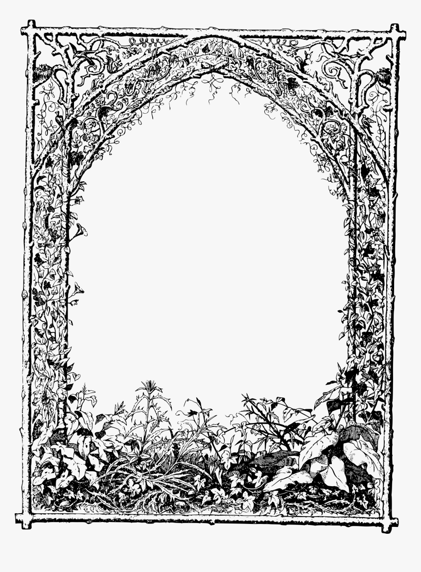 Garden Foilage Frame Clip Arts - Garden Black Borders Clipart, HD Png Download