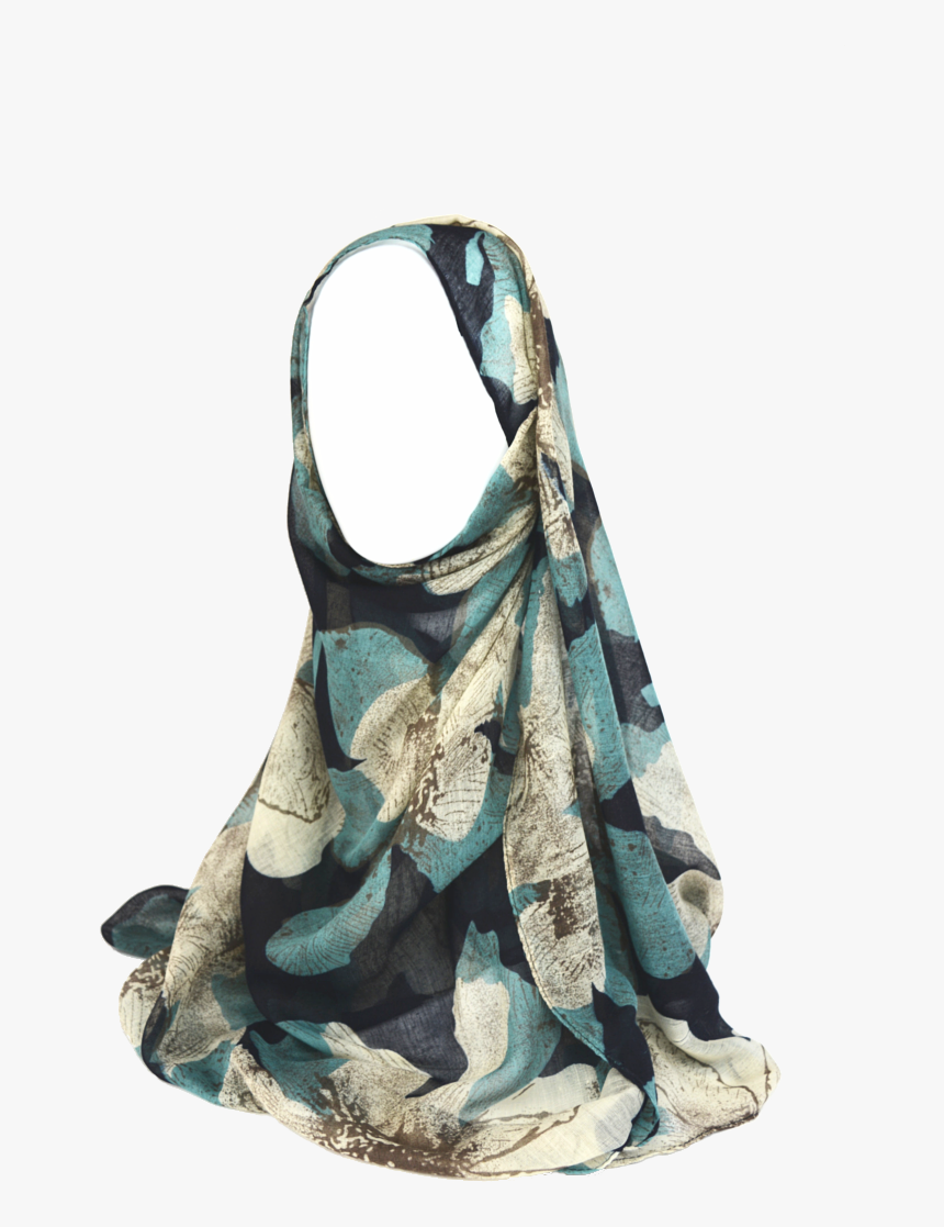 Large Black N Green Floral Print Hijab - Tote Bag, HD Png Download