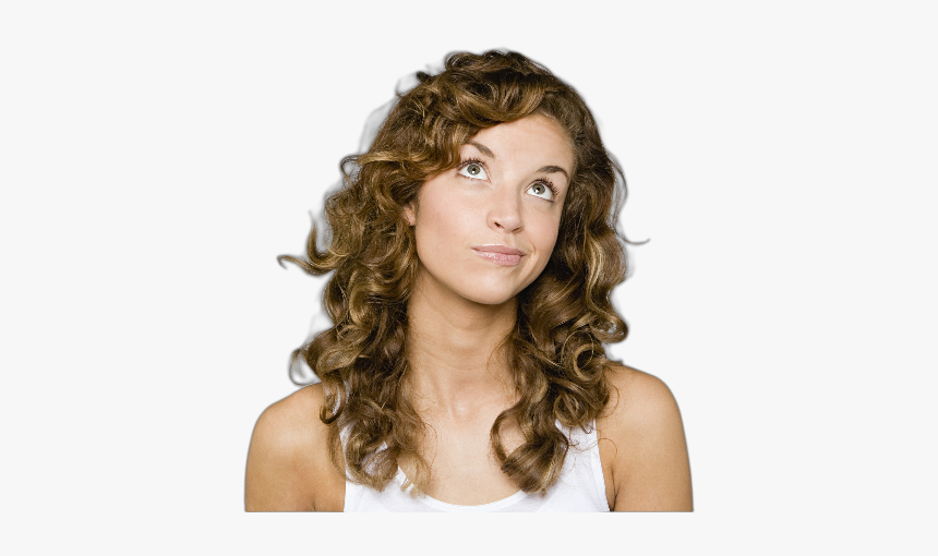 Enter Image Description Here - Curly Hair Woman Thinking, HD Png Download