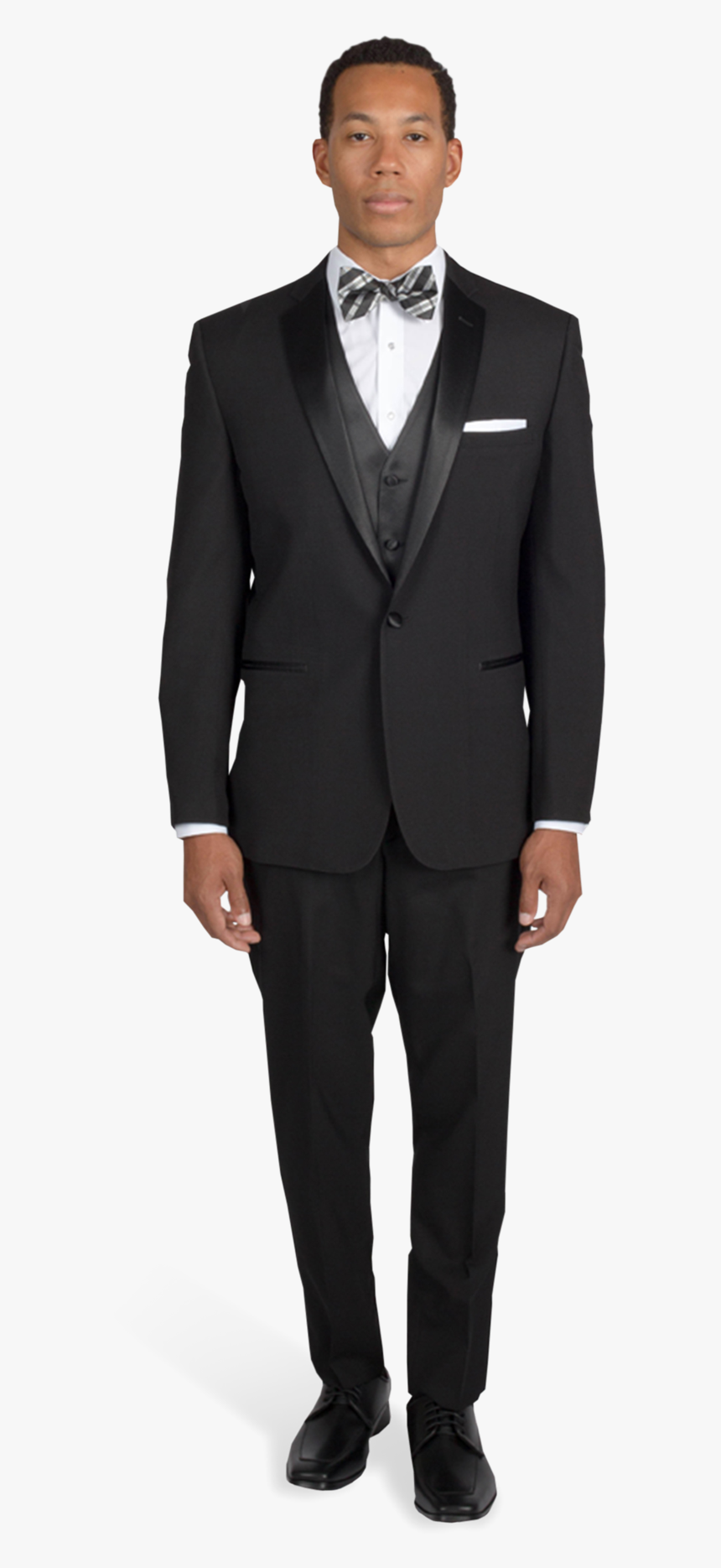 Black Notch Lapel Tuxedo With Bow Tie - Suit For Male, HD Png Download