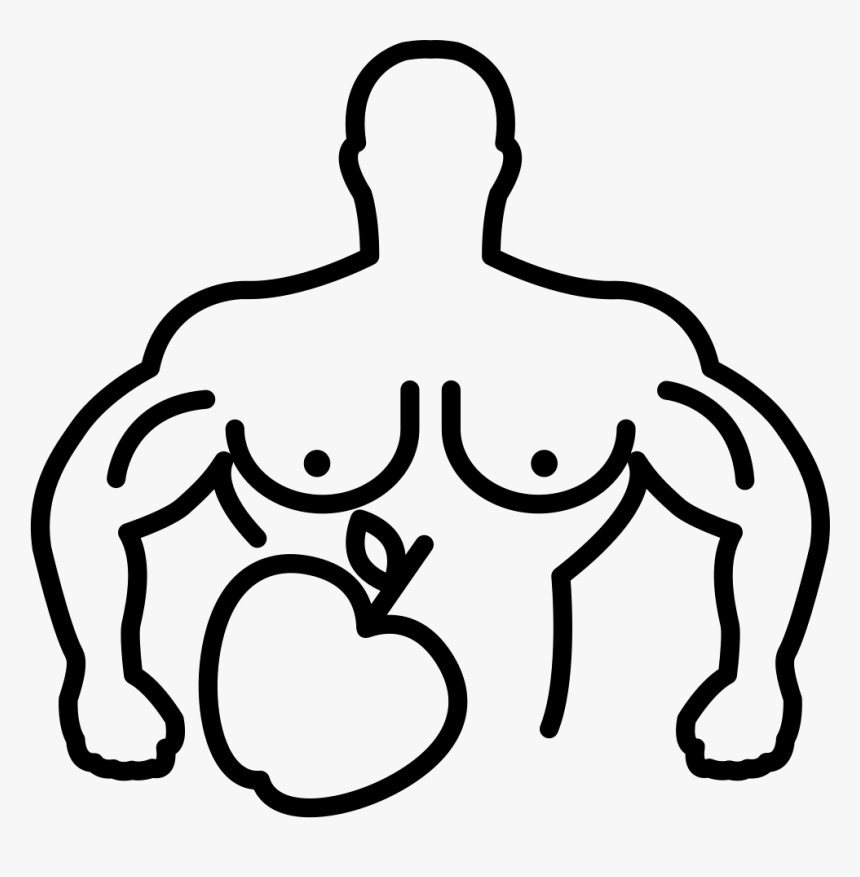 Male Muscular Outline With Apple Comments - Clipart Muscular Png, Transparent Png